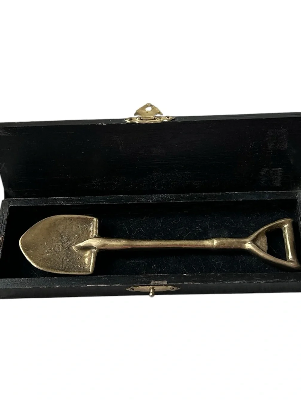Vintage Mid Century“I Dig You” Brass Shovel Bottle Opener With Wooden Case